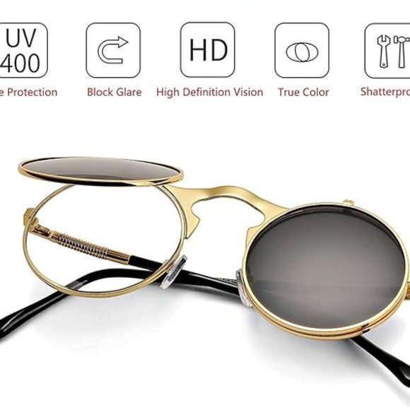 ROUND FLIP UP WOMAN'S SUNGLASSES - Picture 8 of 10